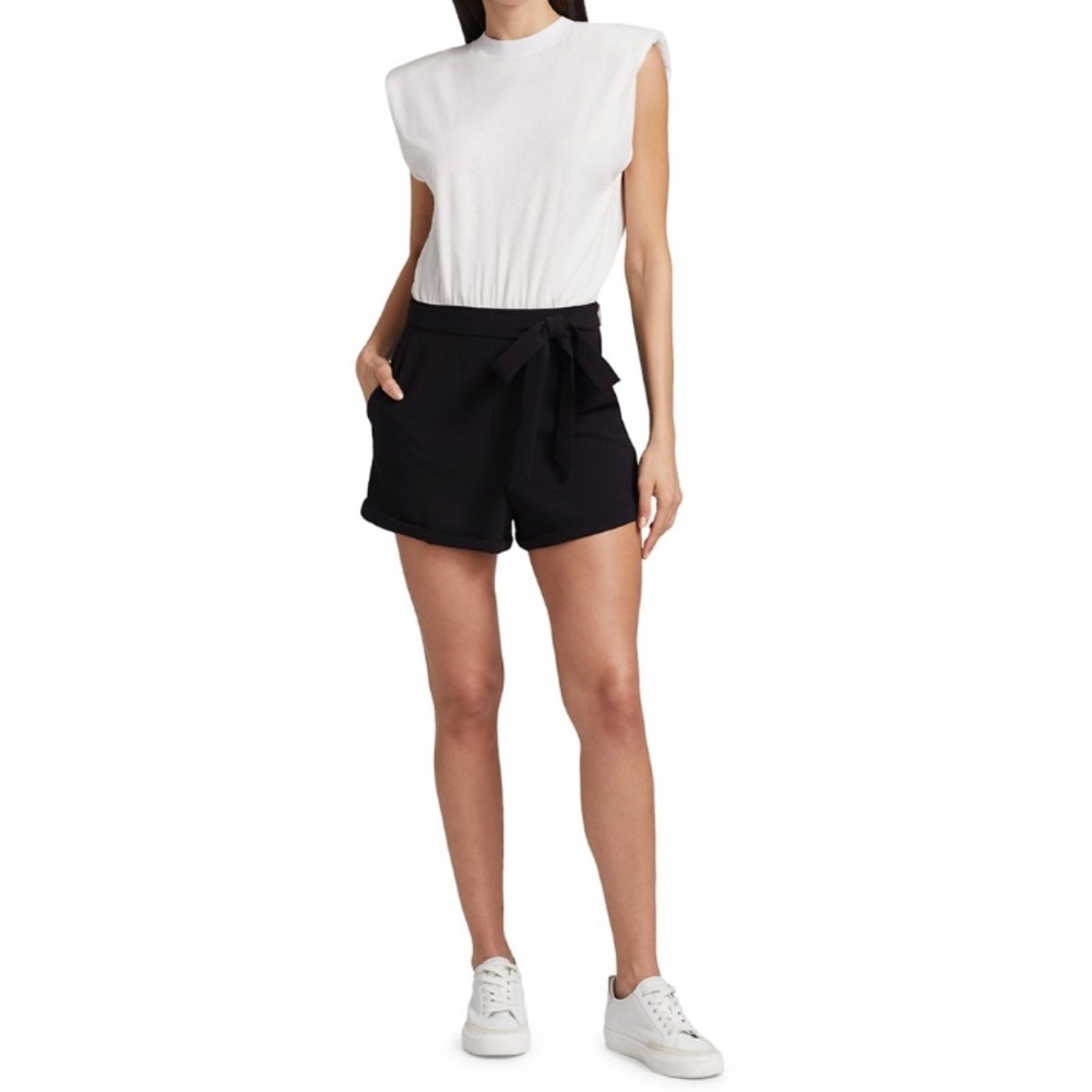 Alice And Olivia Braxton Belted Combo Romper